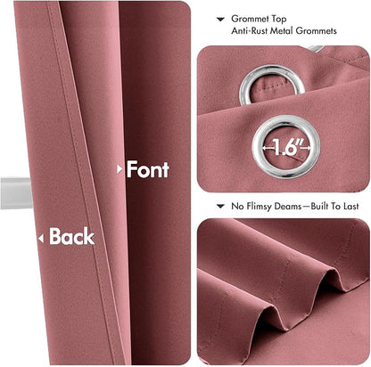 MIULEE Blackout Curtains for Bedroom 2 Panels 40 x 63 Inch Long Dusty Rose | - Image 4