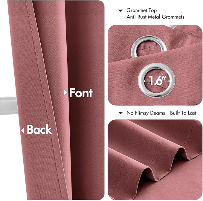 MIULEE Blackout Curtains for Bedroom 2 Panels 40 x 84 Inch Long Dusty Rose | - Image 4