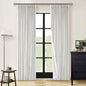 100% Blackout Pinch Pleated Linen 84 Inch Curtains 2 Panels Beige White | 2 by Twodrapes