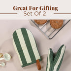 Folkulture Mini Oven Mitts Heat Resistant | (5.75 x9) Set of 2 Green Short Oven Mitts with Hanging Loop | 100% Cotton Oven Gloves | Kitchen Mittens, Matcha Small Silicone Oven Mits