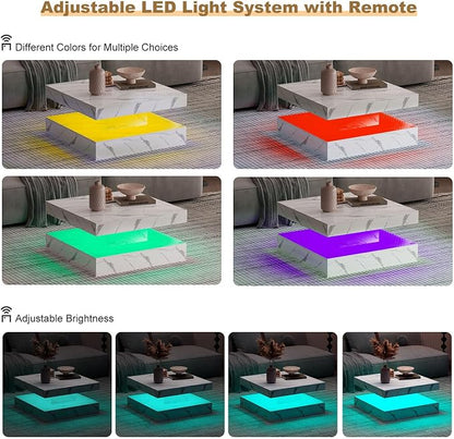HedoAjim White Marble LED Coffee Table - Image 6