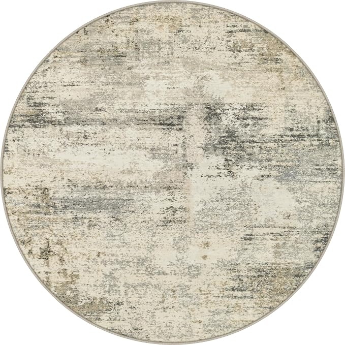 Round Area Rug Living Room: 4 ft Modern Washable Indoor Carpet | by FXRHLP