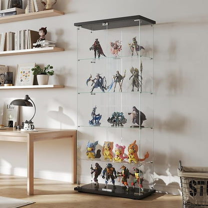 Display Cabinet with Glass Door and Lock, 5-Shelf Curio Cabinets with 5mm - Image 3