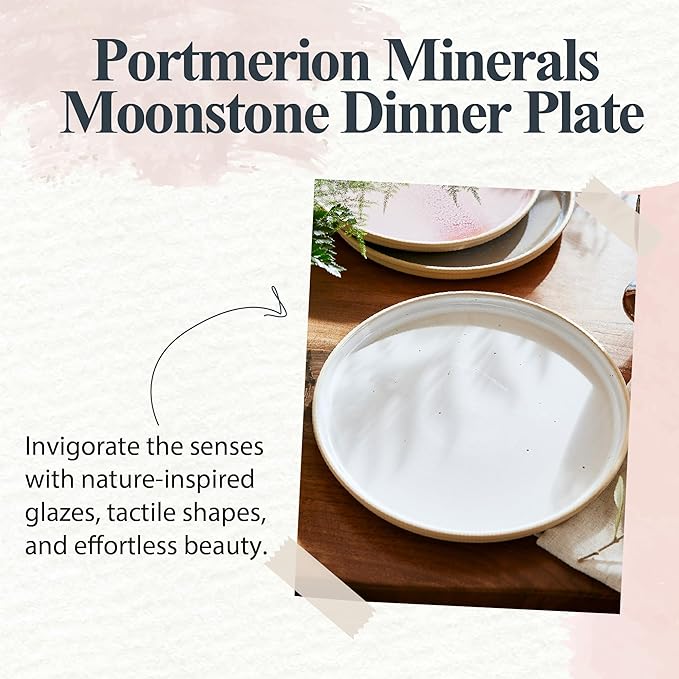 Portmeirion Minerals 10.5" Dinner Plate, Moonstone - Contemporary Stoneware Platter, Durable & Stylish for Dining, Microwave & Dishwasher Safe - Ideal for Kitchen Entertainment, Made in Portugal