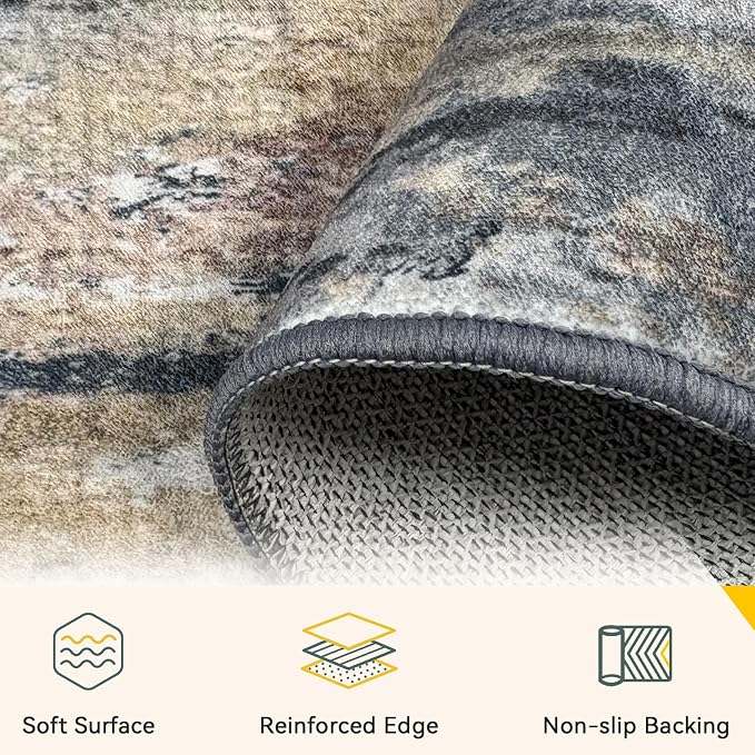 RELEANY Washable 8'x10' Abstract Area Rug - Image 4