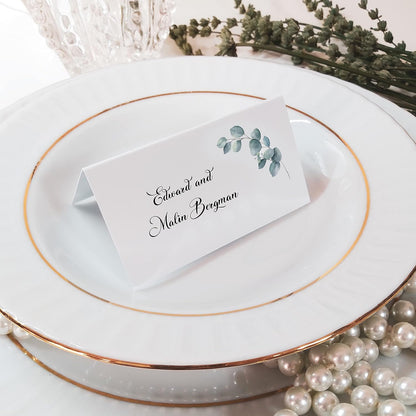 CLEVER SIGNS Place Cards for Wedding or Party, Seating Place Cards for Tables, Scored for Easy Folding, Flower Design 100 Pack, 2 x 3.5 Inches