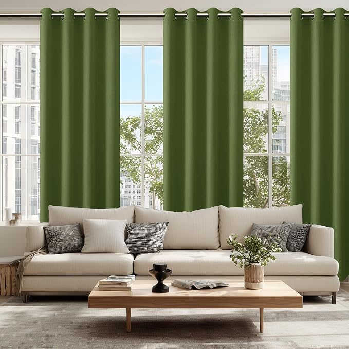 Blackout Curtains for Bedroom, Olive Green, 52 x 84 Inch 2 Panels | Thermal - Image 6