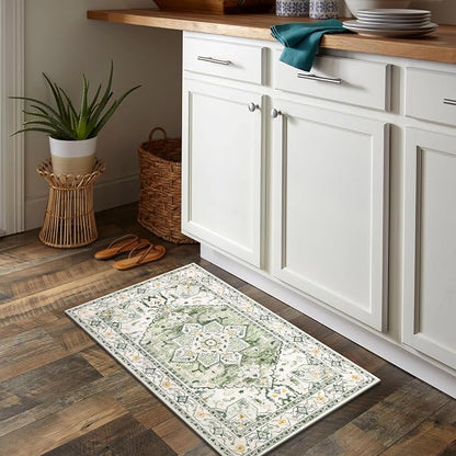 Yamaziot Washable Area Rug, 2x3 Small Boho Vintage Entryway Non-Slip Rug | - Image 6