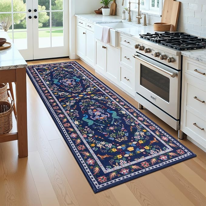 HEBE Hallway Runner Rug 2'x8', Washable Non Slip Kitchen Rug Runner | Soft Boho - Image 9