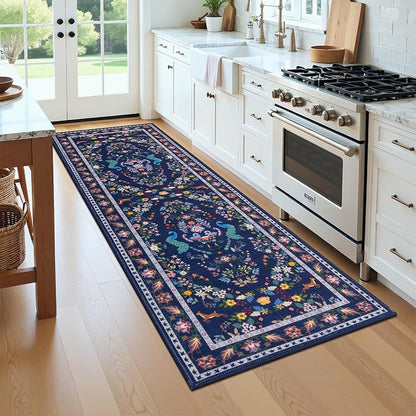 HEBE Hallway Runner Rug 2'x8', Washable Non Slip Kitchen Rug Runner | Soft Boho - Image 9
