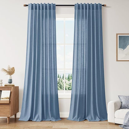 Extra Long Curtains 102 Inches for Living Room/Bedroom Stone Blue Back Tab Rod by Nanspring