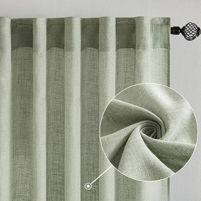 MIULEE Sage Linen Curtains 52x96 Inch Long - Image 2