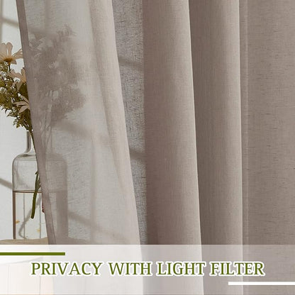 NICETOWN Semi Sheer Linen Curtains 45 inch Long - Image 5