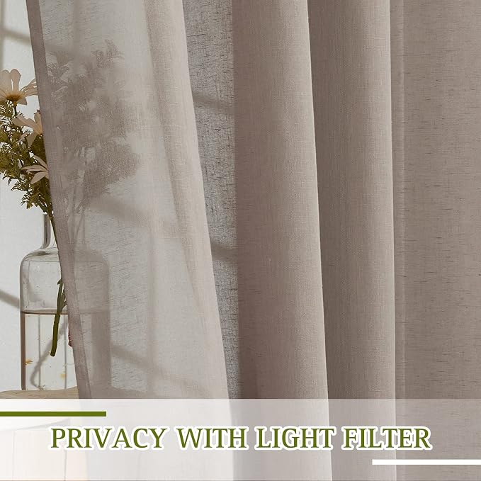 NICETOWN Sheer Linen Curtains 108" Long - Image 3