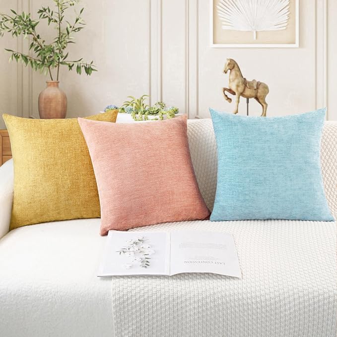 CaliTime Decorative Throw Pillow Covers 16 X 16 Inches Light Blue Grey | Pack - Image 5