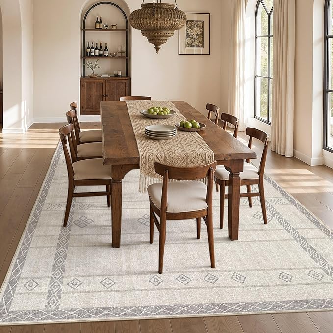 cotiled 6x9 Area Rugs for Living Room: Boho Washable Rug for Dining Room | - Image 7