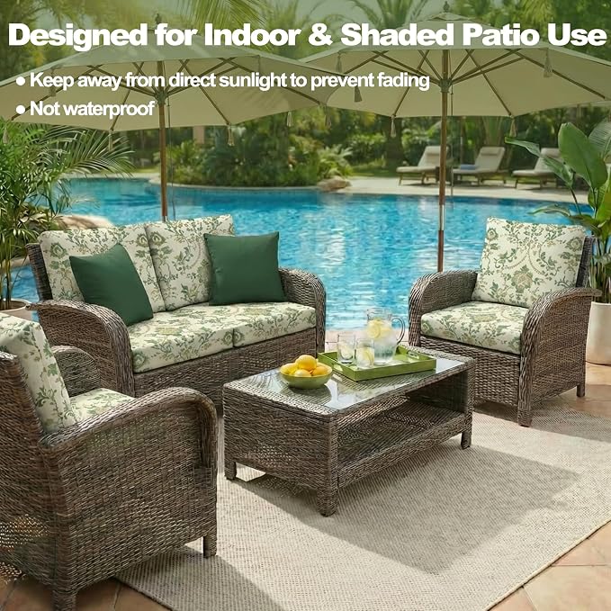 CALBODE 12 Pcs Stretch Outdoor Seat Cushion Covers, Washable Reusable, - Image 5