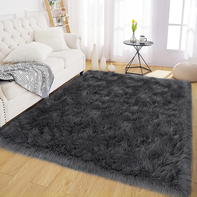 Latepis 5x8 Dark Grey Area Rug for Sofa Floor Bedroom Rugs Living Room Rugs - Image 7