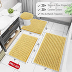 Arotive Luxury Chenille Bathroom Rug Mat, Extra Soft Thick Absorbent Shaggy Bath Rugs, Non-Slip Machine Wash Dry, Plush Bath Mats for Bathroom, Shower and Tub, 30x20, Yellow