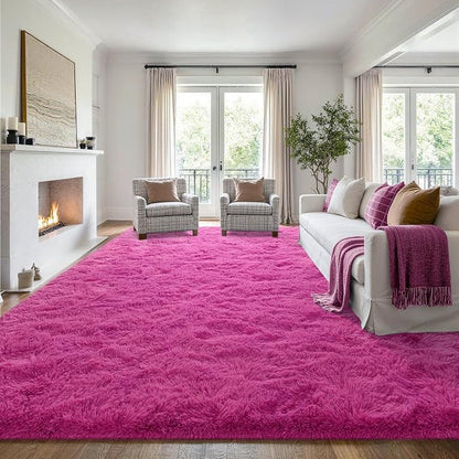 10x14 Extra Large Hot Pink Fluffy Soft Area Rug Non-Slip - Image 3