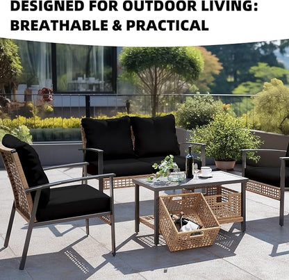 14Pcs Outdoor Cushion Covers, Elastic Patio Cushion Covers | Washable, - Image 4