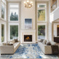 10x14 Area Rugs for Living Room Washable Dining Room Blue Grey White | Modern by Aelenmu
