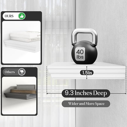 Fun Memories Floating Shelves 36 Inch Long, 9.3 Inch Deep Classic Crown Molding - Image 4