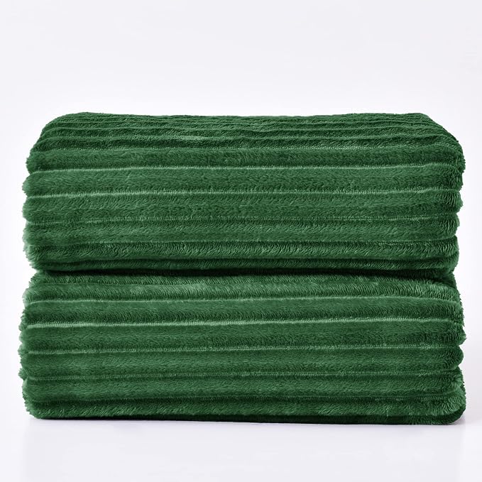 BEDELITE Ribbed Jacquard Dark Green King Size Blankets - Image 8