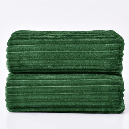 BEDELITE Ribbed Jacquard Dark Green King Size Blankets - Image 8