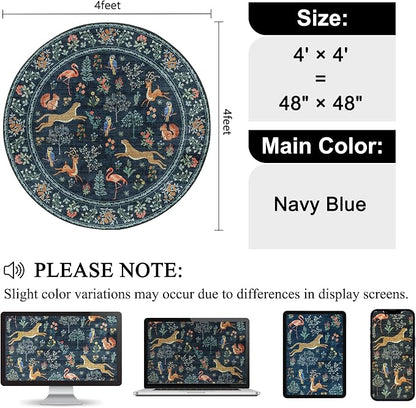DUKINO 4ft Round Rug, Washable Animal Round Area Rug Non Slip, Non-Shedding - Image 2