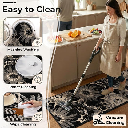 Findosom Hallway Runner Rug 3x8, Non Slip High-Low Textured Floral Washable - Image 7