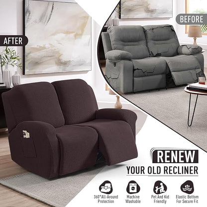 TAOCOCO Recliner Loveseat Slipcover, 6 Pieces Dual Recliner Sofa Covers - Image 5