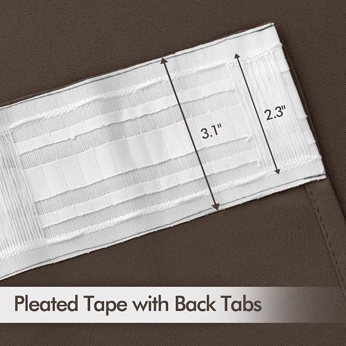 MIULEE Chocolate Brown Back Tab Blackout Curtains 52x90 Inch Long 2 Panels | - Image 4