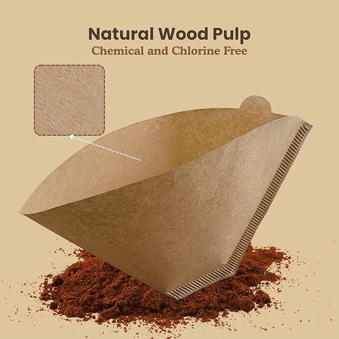 #4 Coffee Filters, 100 Count, Fits Ninja and Cuisinart 8-12 Cup Coffee Makers, Natural Unbleached Paper, No Blowout Design, Compatible with Pour Over Cones