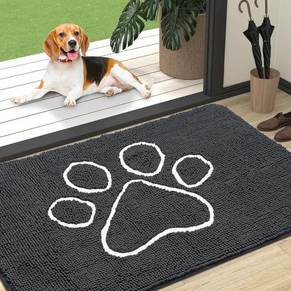 OLANLY Dog Door Mat for Muddy Paws 47x32, Paw Print Design Chenille Mud Mat | by OLANLY
