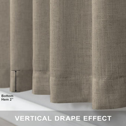 Pitalk Taupe Short Linen Curtain Living Room Back Tab Rod Pocket Lightweight - Image 5