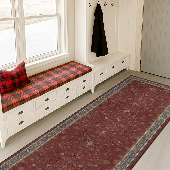 Dark Red 2'6''x8' Wide Hallway Runner Rug - Image 6
