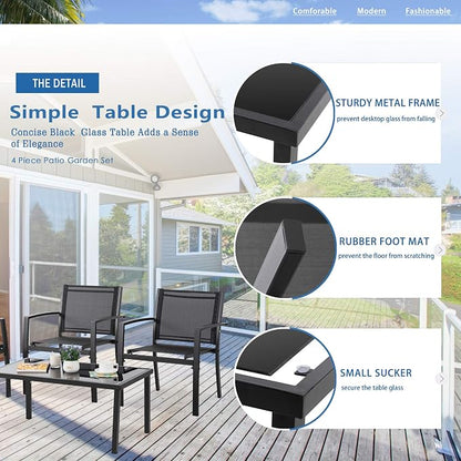 Vongrasig 4 Pieces Patio Furniture Sets, Outdoor Patio Conversation Sets - Image 5