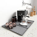 Silicone Coffee Mat, 24 x 16 Inch Non-Slip Heat Resistant, Large and Small Combination Bar Mat, Convex Edge Spill Resistant Design for Coffee Machines and Kitchen Countertops,Wavy Gray