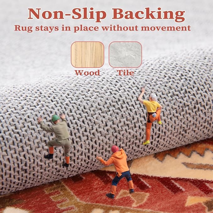 SERISSA 8x10 Washable Non Slip Boho Area Rug - Image 5