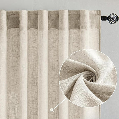 MIULEE Cream Linen Curtains 52x90 Inch Long - Image 2