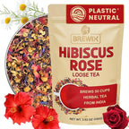 BREWIX, Hibiscus Rose Herbal Loose Tea (50+ Cups) | 100% Natural, Handmade, Pure from Hibiscus Flowers | Hibiscus with Rose Petals, Chamomile and Exotic Spices | Supports Everyday Wellness, Digestion and Cardiovascular System | Rich in Antioxidants & S...