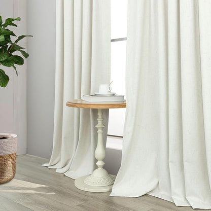 Ivory 100% Blackout Curtains 96 Inches Long 2 Panels Farmhouse Style Bedroom - Image 8