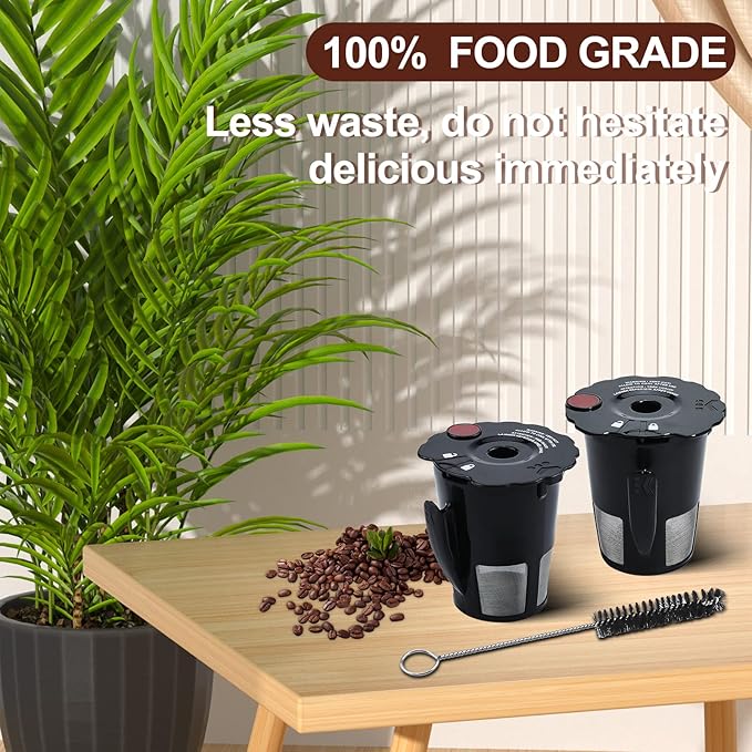 Sikawai My K Cup Reusable Coffee Pods Filter Fit for Keurig 2.0 K200 K250 K300 K350 K400 K450 K460 K475 K500 K550 K560 K575 Brewers Pack of 2 119367 with Cleaning Brush SIZE:2.5 * 2.4