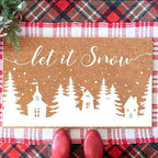 Christmas Stencils for Window Glass Large Christmas Village Stencil for Wood Christmas Tree House Holiday Drawing Templates for Painting on Wall Canvas Paper Doormat