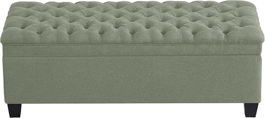 WUTUTUEE 50" Fabric Storage Ottoman Bench, Upholstered Rectangle End of Bed by WUTUTUEE