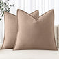 MIULEE Decorative Linen Euro Sham Pillow Covers 24x24 Camel | Boho Farmhouse​ by MIULEE