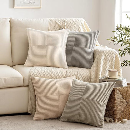 MIULEE Neutral Decorative Throw Pillow Covers 18x18 Inch Set of 4 by MIULEE
