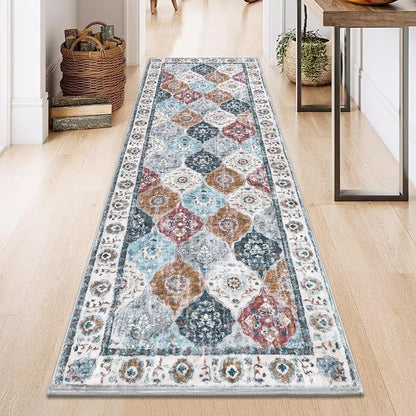 HEBE Hallway Runner Rug 2'x6', Washable Non Slip Kitchen Rug Runner | Soft Boho - Image 9