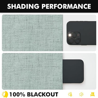 MIULEE 100% Blackout Linen Curtains 42 x 96 Inch Seafoam Green 2 Panels | - Image 7